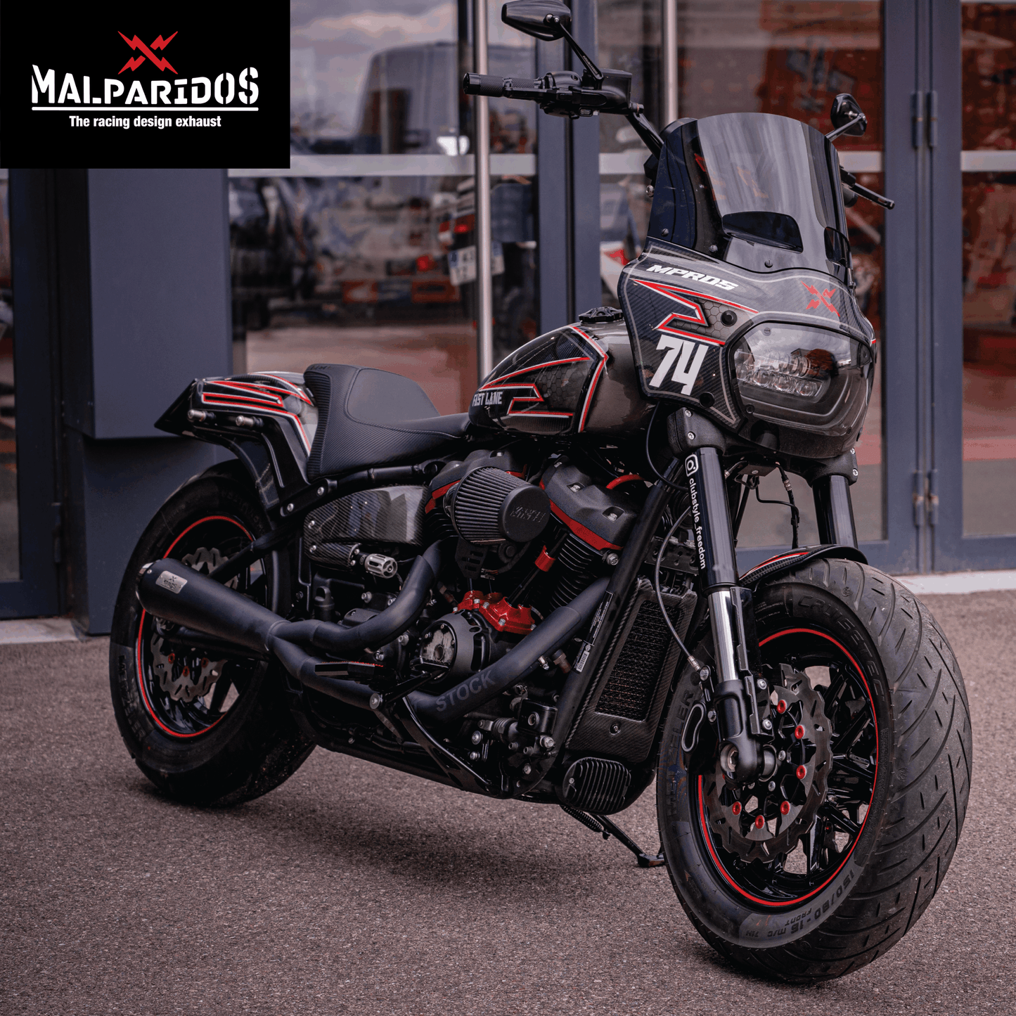 Malparidos 2 in 1 Exhaust system for Harley-Davidson Softail Milwaukee 8 models.